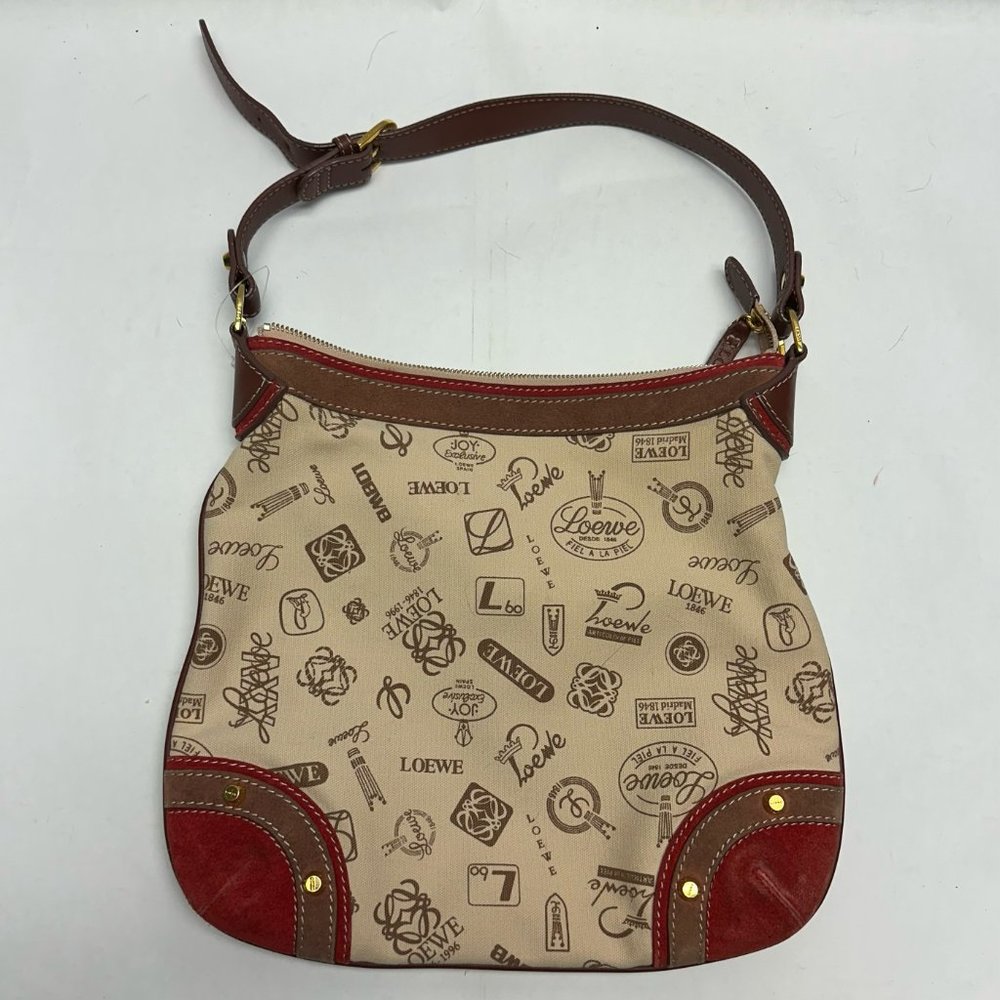 Loewe Tan and Red Logo Shoulder Bag - Picture 2 of 3
